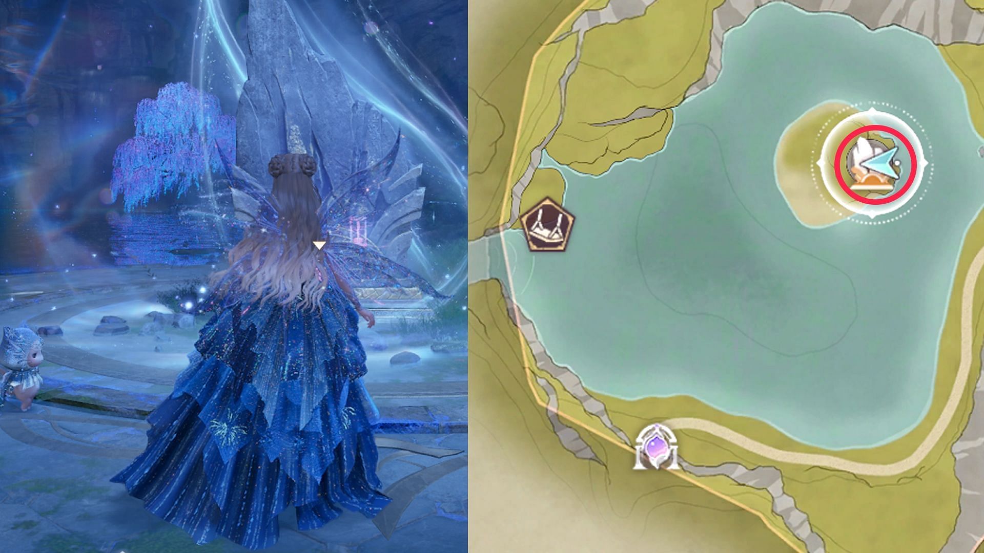 Location of the Wishing Tablet (Image via Sportskeeda Gaming/Infold Games)